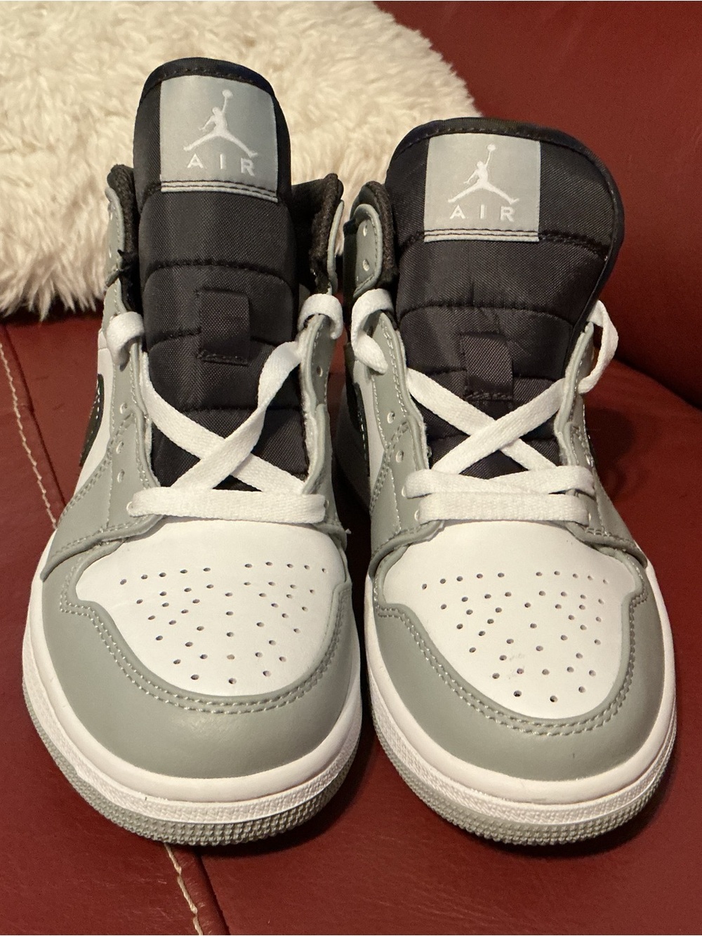 Nike Air Jordans in white/light gray/dark gray swoosh mens size 5.5 NEW
